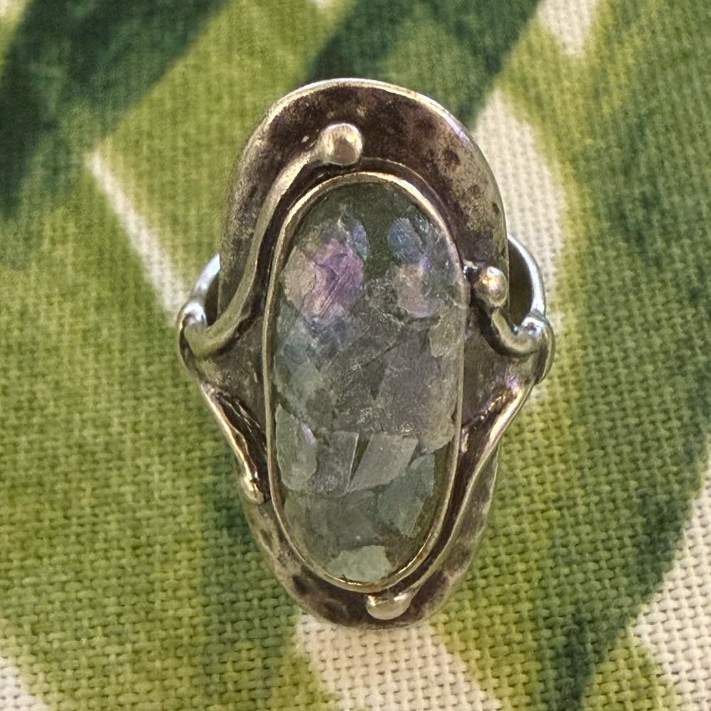 PZ Roman Glass and Silver Statement Ring
